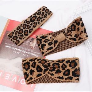 Winter Knitted Headband in Leopard
